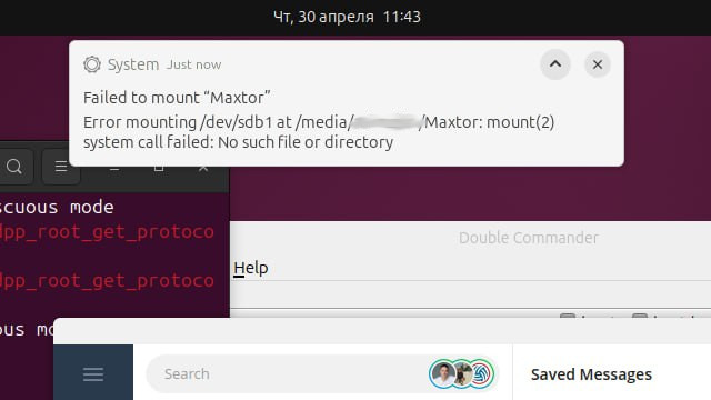 error auto mount disk NTFS