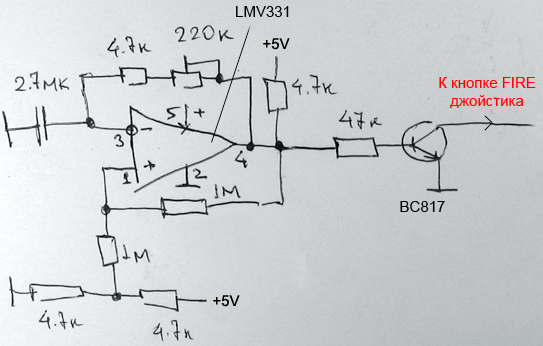 LMV331 as autofire joystick generator