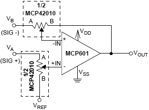 MCP4XXXX single supply differential amplifier fig4 7