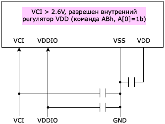 SSD1322 VDD regulator enable pin connection scheme fig8 16