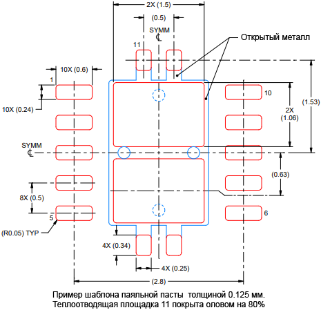 TPS6102x VSON10 solder paste template