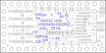 Teensy40 component locations bottom fig22
