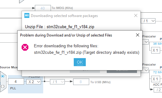 STM32cubeMX Firmware package download error fig01