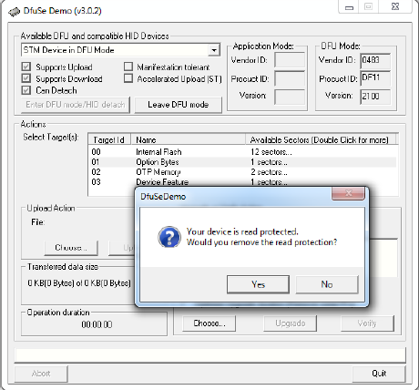 iTAG ZERO STM DFU Device remove protection