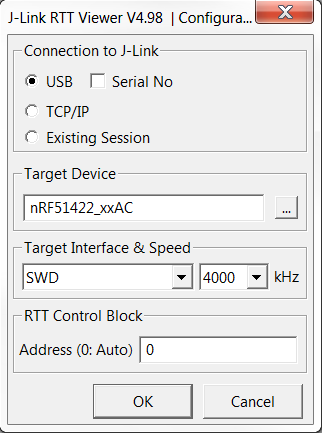 nRF5x Debug RTT Viewer